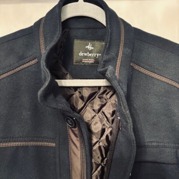 Dewberry Mock Neck Wool Mackintosh Coat Dark Blue size 3XL - Picture 5 of 7